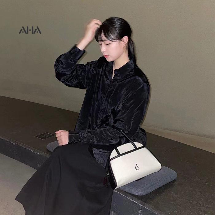 Túi xách đeo vai AHA official vải canvas hình bán nguyệt dễ phối đồ