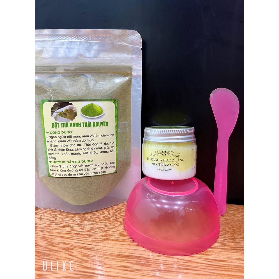 Ủ trắng vitac 2 tầng mix tế bào gốc( tặng bột trà xanh thìa)