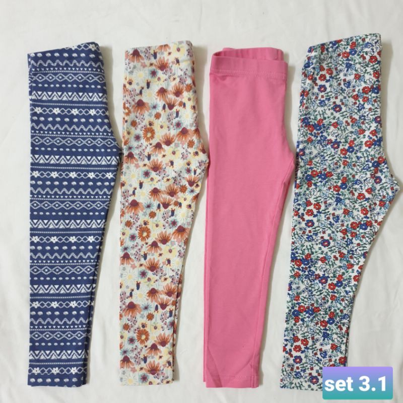 Set 4 quần legging cotton các hãng Carter's, Gap, H&M cho bé gái từ 3 tháng đến 7 tuổi, BUNKID