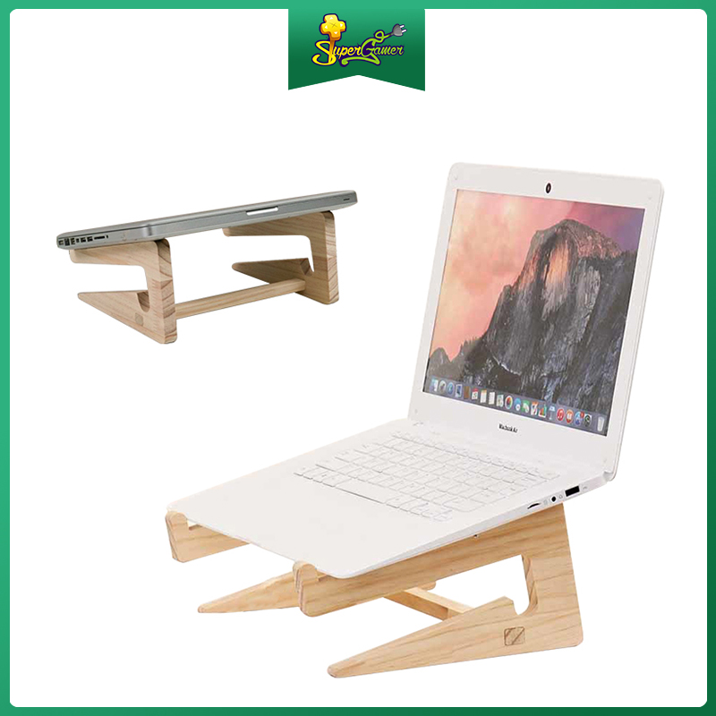 Giá đỡ laptop bằng gỗ hỗ trợ tản nhiệt tự nhiên