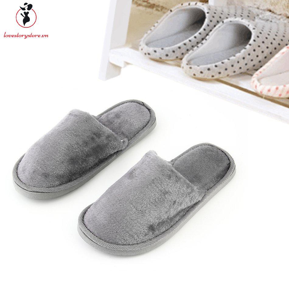 Dép Lông Vải Cotton Đi Trong Nhà Giữ Ấm Chân Chống Trượt Kiểu Dáng Xinh Xắn Thời Trang Nam Và Nữ