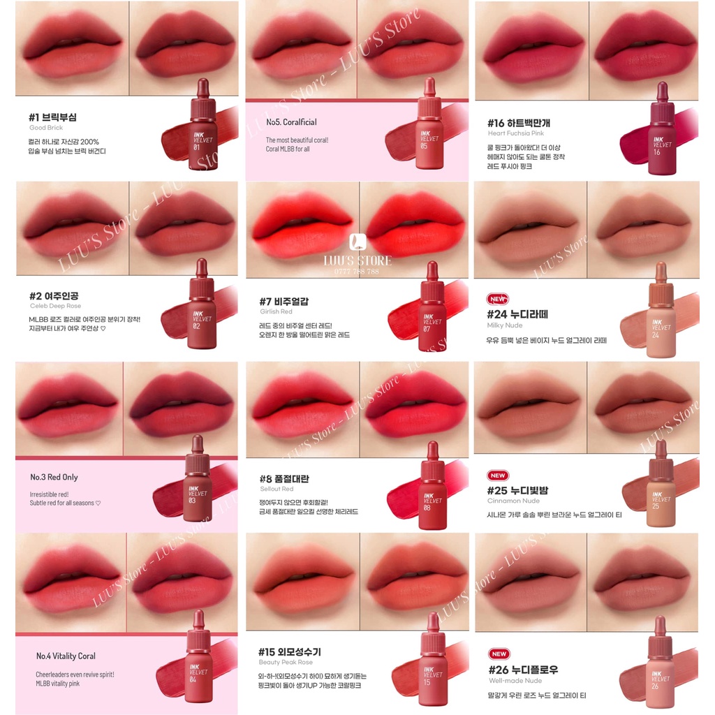 Son Ink Velvet 01 -34mẫu mới 2022