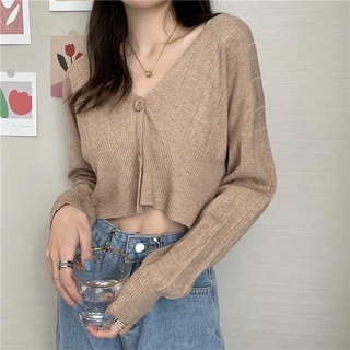 Khoác cardigan lửng tay phồng chất mịn.