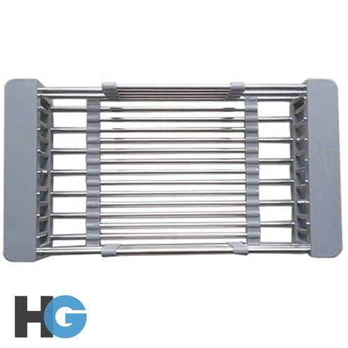 Kệ inox gác bồn rửa chén đa năng - rổ úp cho chậu rửa bát - Khay Rút Gọn Siêu Tiện Lợi