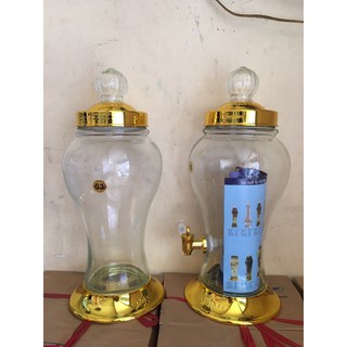 Bình Rượu Sâm Thuỷ Tinh Nắp Vàng (1L-5L)