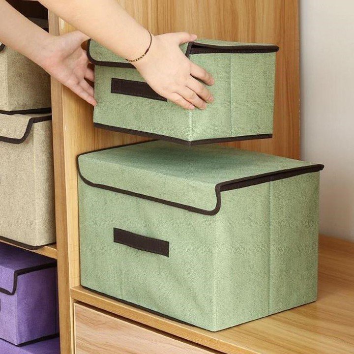 Bộ 2 Túi Vải Đựng Đồ Không Dệt Xếp Gọn Đa Năng ( màu ngẫu nhiên )