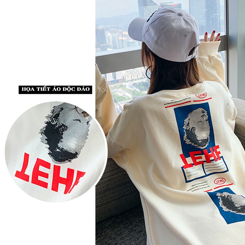 Áo sweater nam nữ form rộng, áo nỉ nam nữ tay dài cổ tròn họa tiết độc đáo thời trang thu đông freeship mã AT19