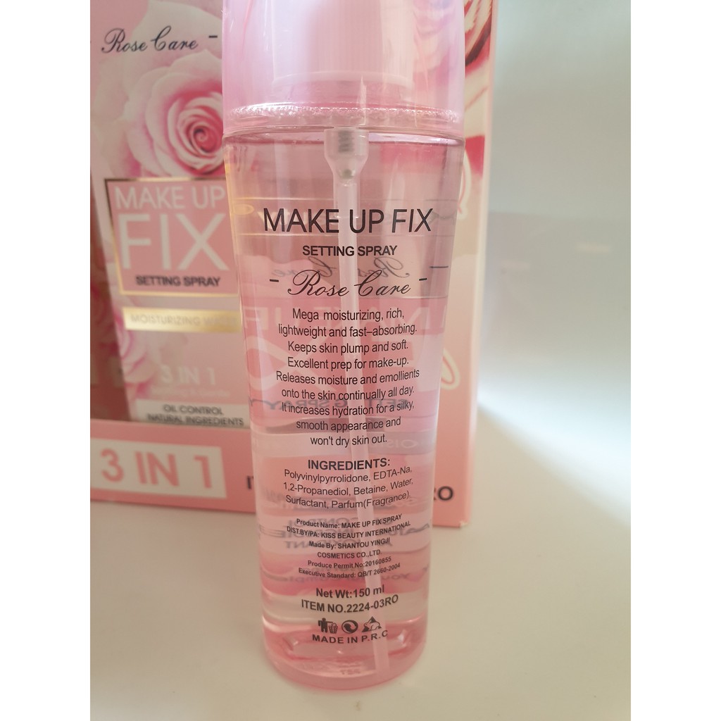 Xịt khoáng khóa  nền hoa hồng Kiss Beauty 3 in 1 150ml. Xịt khóa nền. | BigBuy360 - bigbuy360.vn