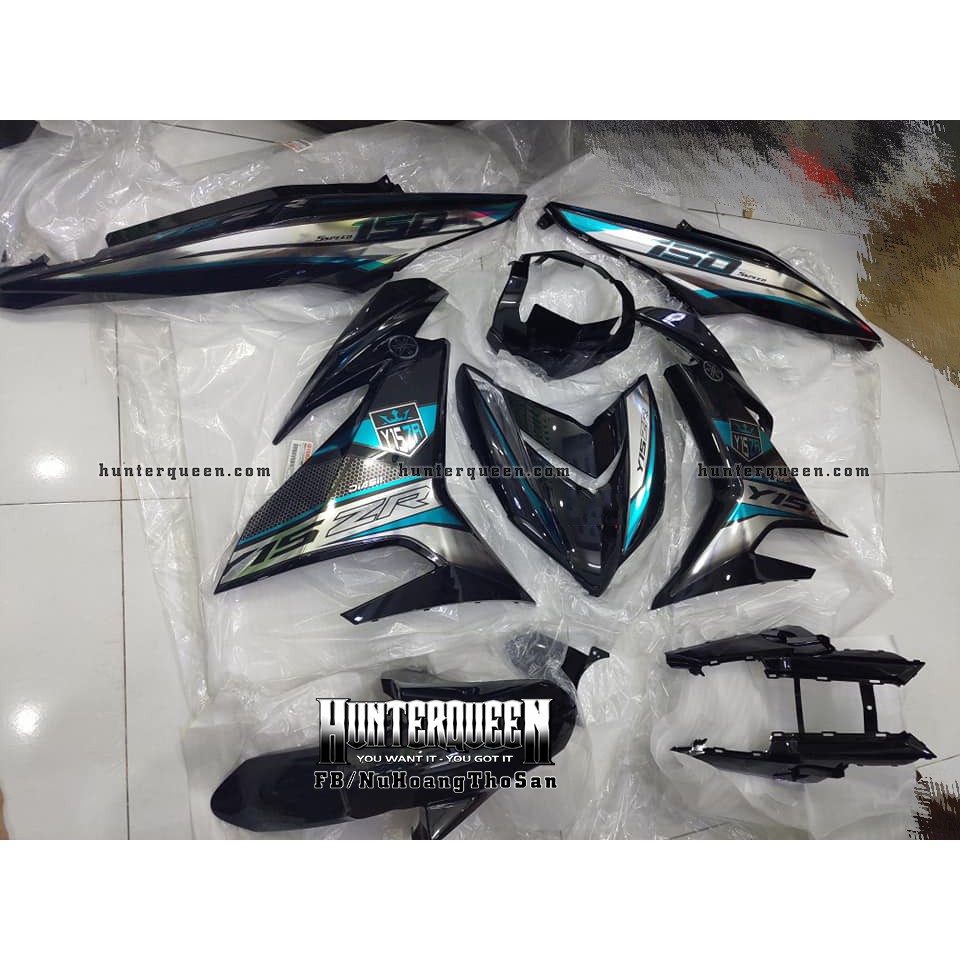 Tem Exciter 150. Y15ZR tổ ong, xe đen, tem xanh bạc. Chất liệu crom. Sắc nét, bền màu, chống nước