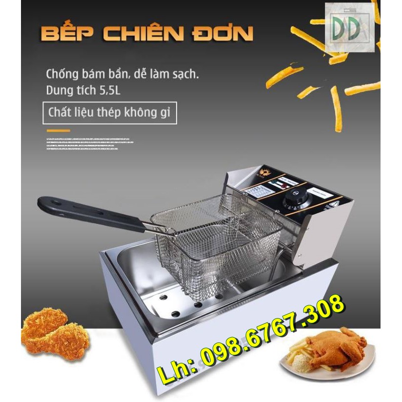 Bếp chiên nhúng dầu, chiên khoai tây, nem chua rán, gà rán siêu nhanh