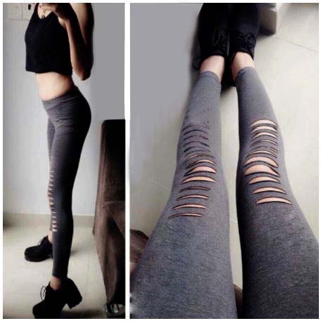 Quần legging teen trộn legging mèo và legging rách gối