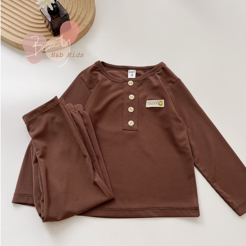Bộ dài tay cho bé trai trơn màu , bộ thu đông chất thun tăm lạnh mềm mịn size từ 6 - 15 kg