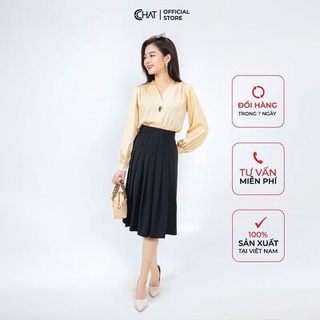 Sơ mi kiểu cổ chồng xếp ly CCHAT