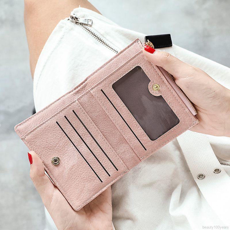 Ví ngắn kiểu nhám đựng tiền/thẻ đa năng phong cách retro dành cho nữ | BigBuy360 - bigbuy360.vn