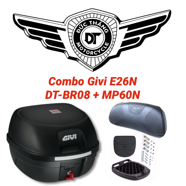 COMBO GIVI E26N + Tựa Lưng DT-BR08 + Đế MP60N