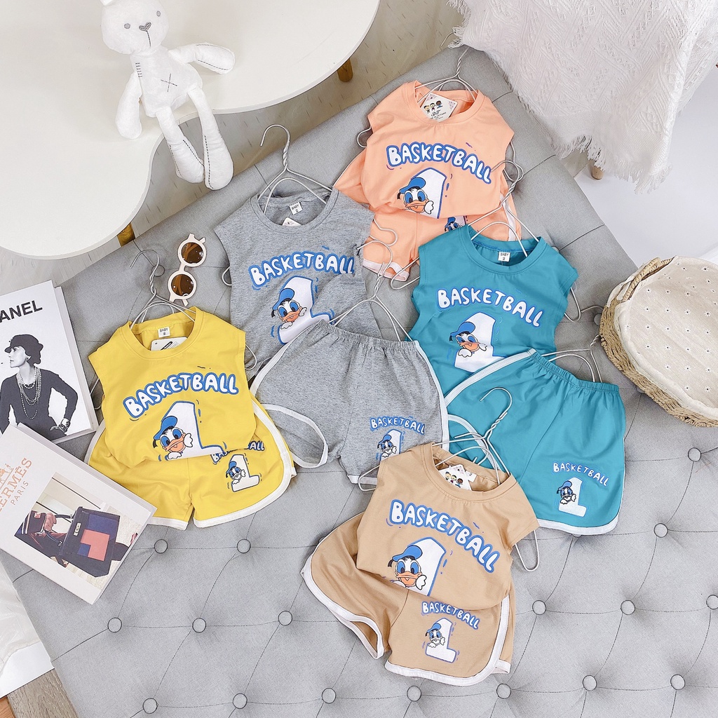 BỘ 3 LỖ BÉ TRAI IN Hình Vịt Donald Số 1 Chất Cotton Cực Mát Kiểu Dáng Hiện Đại Size Từ 7-21Kg Mã BL15