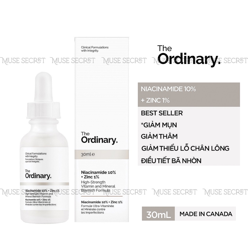 [Quà Tặng Khẩu Trang] Serum The Ordinary - Niacinamide 10% + Zinc 1% Giúp Giảm Mụn, Thu Nhỏ Lỗ Chân Lông [Bản Canada] | BigBuy360 - bigbuy360.vn