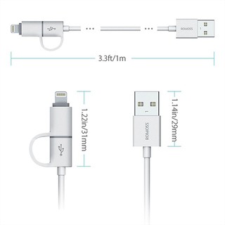 Cáp sạc 2-in-1 Lightning & Micro USB Romoss CB20 dài 1m