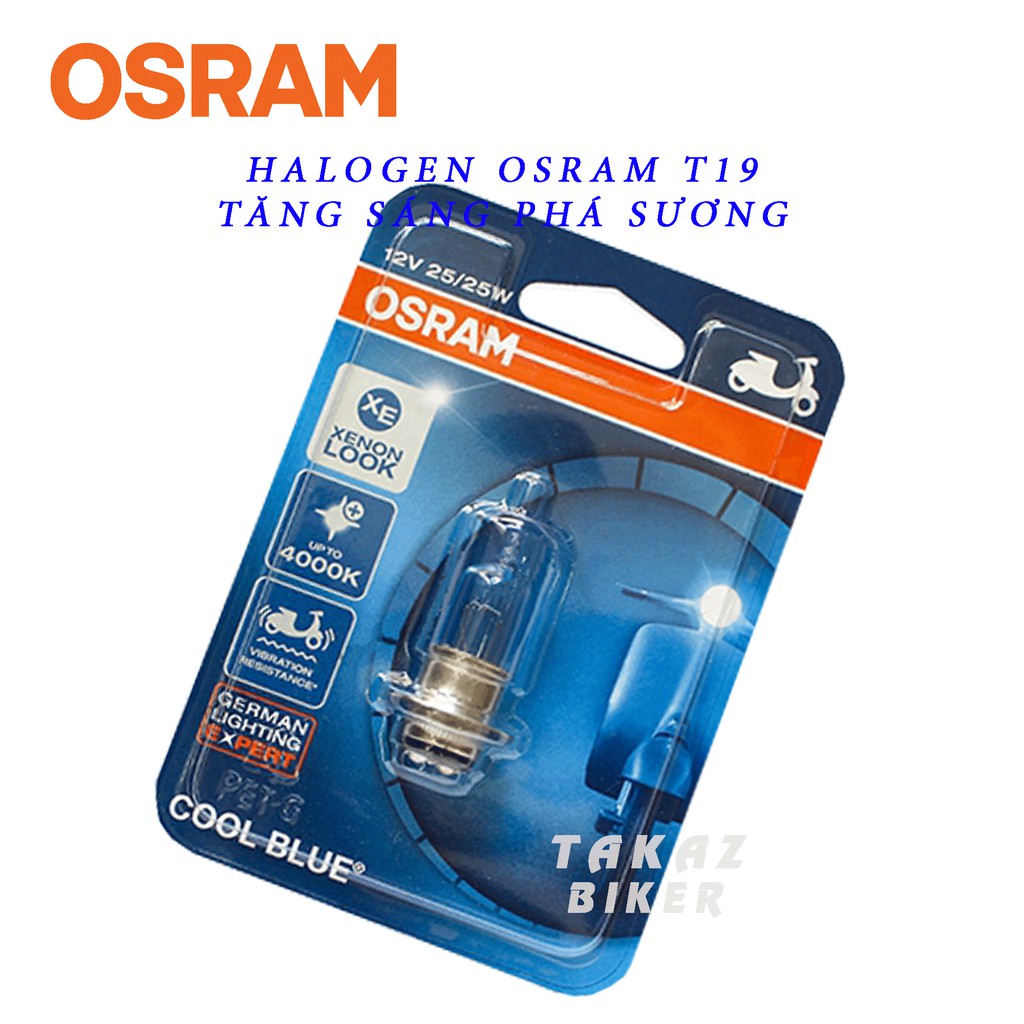 Bóng đèn HALOGEN OSRAM T19 - Tăng sáng trắng pha xanh dương Xenon 25W Xe Dream, Wave, Wave 100, Future 1