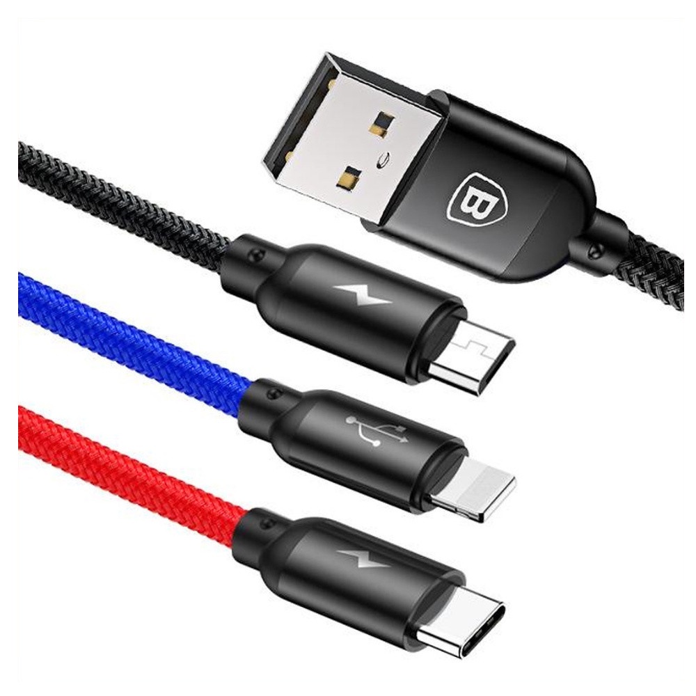 Dây sạc 3 đầu Baseus ip micro usb type c