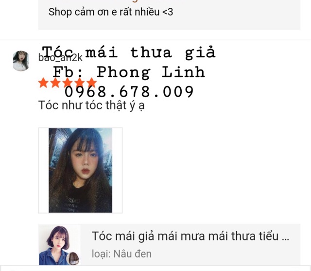 Tóc mái giả, tóc giả nữ đẹp , mái mềm như tóc thật Beo chan chan