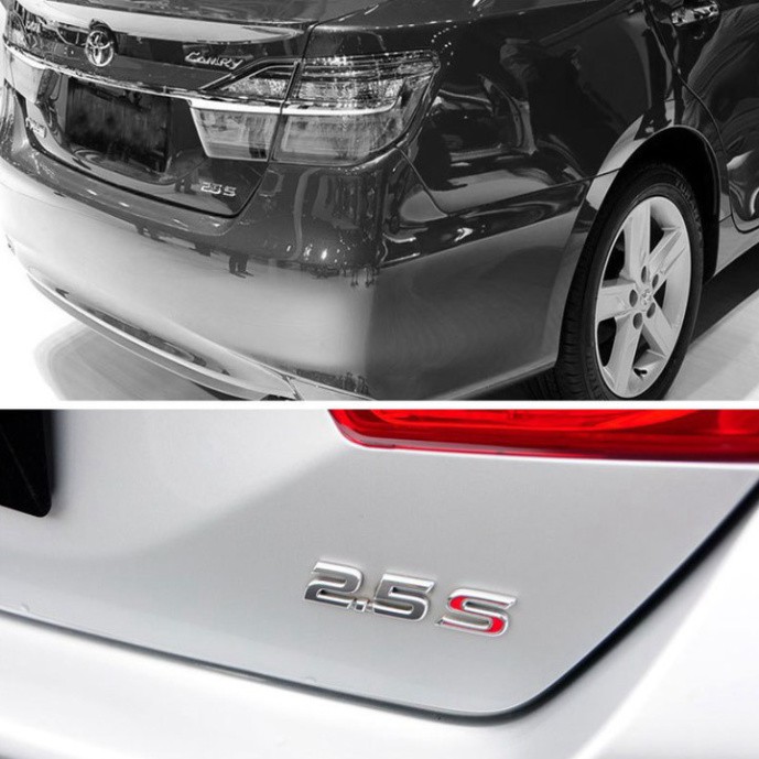 Sản phẩm Decal tem chữ inox 2.5G, 2.5Q và 2.5S dán đuôi xe hơi, ô tô ..