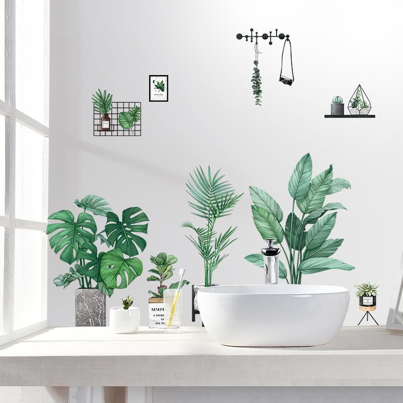 Tranh dán tường trang trí ký túc xá, decal dán tường trang trí decor phòng ngủ (Tropical Mèo)