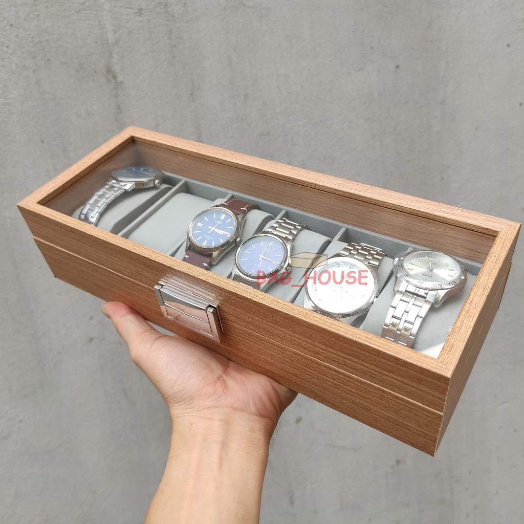 Hộp đựng đồng hồ 6 ngăn làm bằng gỗ - Hộp đựng đồng hồ cao cấp giá tốt
