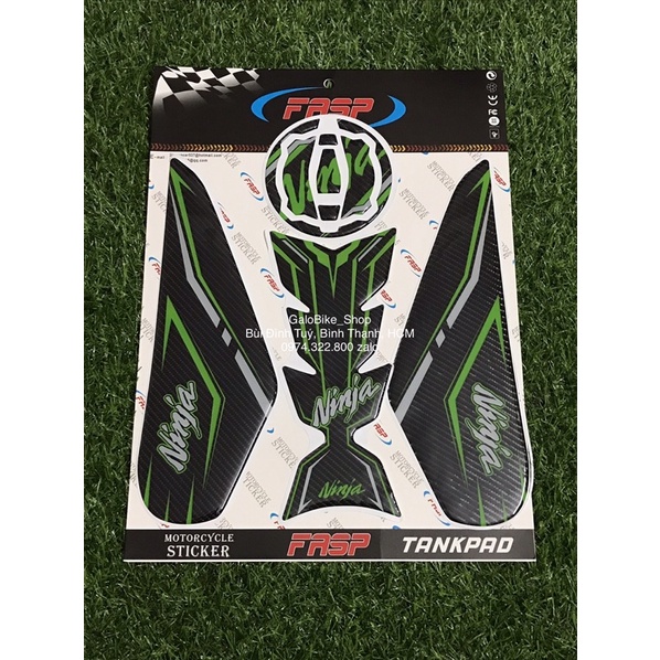 Tem keo nổi bình xăng Kawasaki Ninja 400, Ninja 650 vân carbon 5D