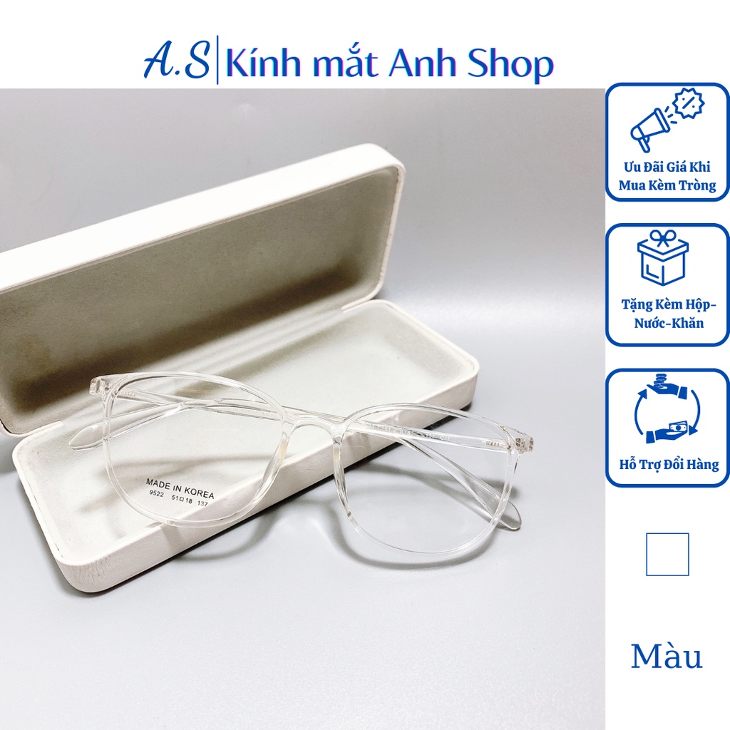 Gọng kính mắt thời trang kiểu dáng tròn bầu chất liệu nhựa dẻo 9522