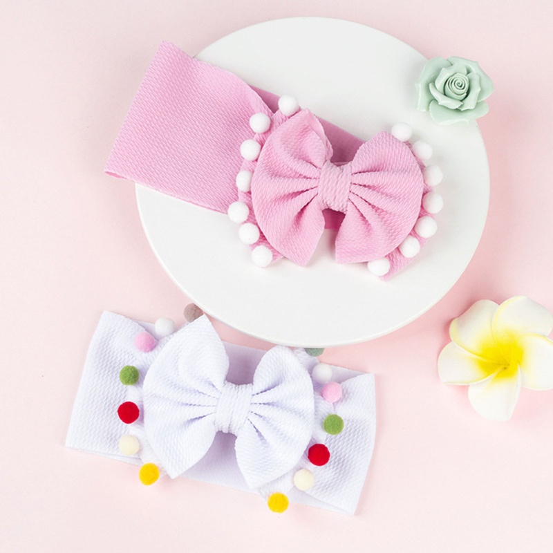 Băng Đô Đội Đầu Co Giãn Mềm Mại Hai Lớp Thắt Nơ Dành Cho Bé Gái