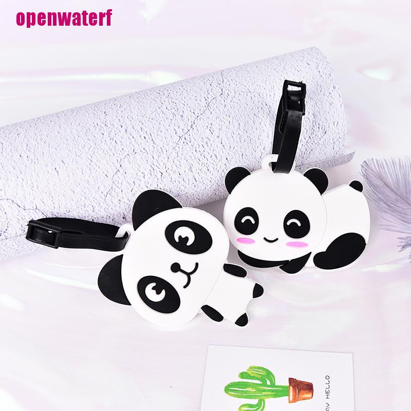 【openf】New Cute Panda Bear Luggage Tag Label Suitcase Bag ID Tag Name Address Tag