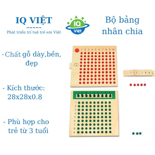 Giáo cụ montessori - Bộ toán học phép nhân chia