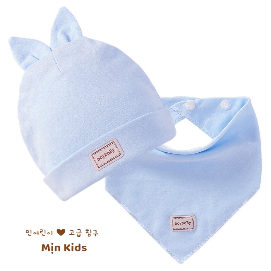 Set Mũ Kèm Yếm Sơ Sinh Chất Cotton Siêu Mềm - Mịn Kids