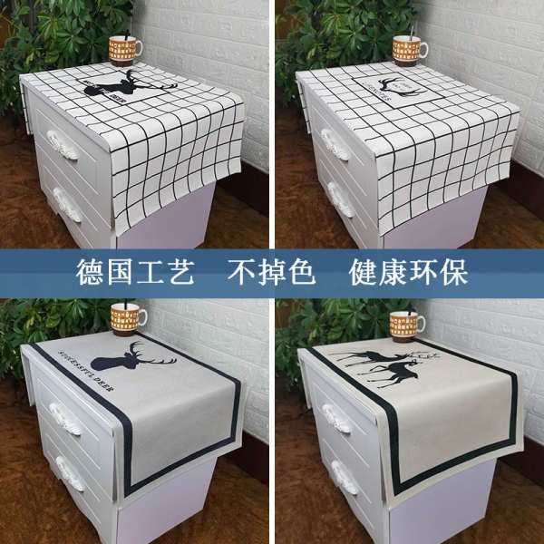 Tấm Vải Cotton Phủ Máy Giặt / Tủ Lạnh / Tủ Tv / Máy Giặt Chống Bụi In Hoa Có Túi Đựng Đồ Dùng Tiện Dụng Ốp