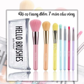 Bộ cọ trang điểm 7 món Hello Brush Belle Maker cao cấp, tiện dụng, siêu dễ thương, vỏ đựng kim tuyến sang trọng đẹp mắt
