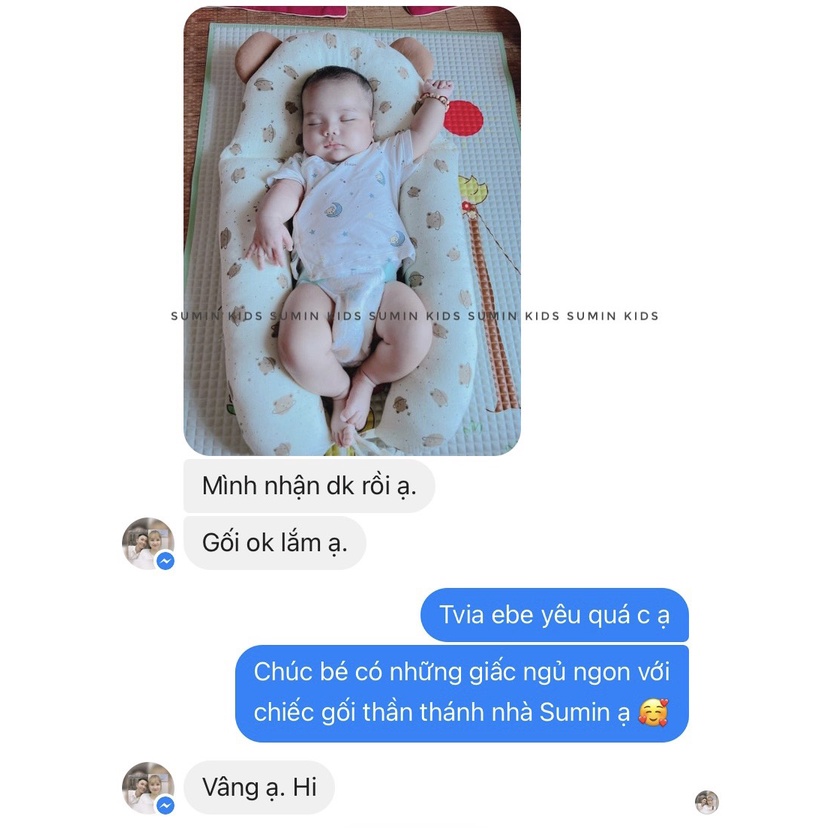Gối chữ U cho bé, gối đa năng xô Muslin tháo được vỏ SUMIN