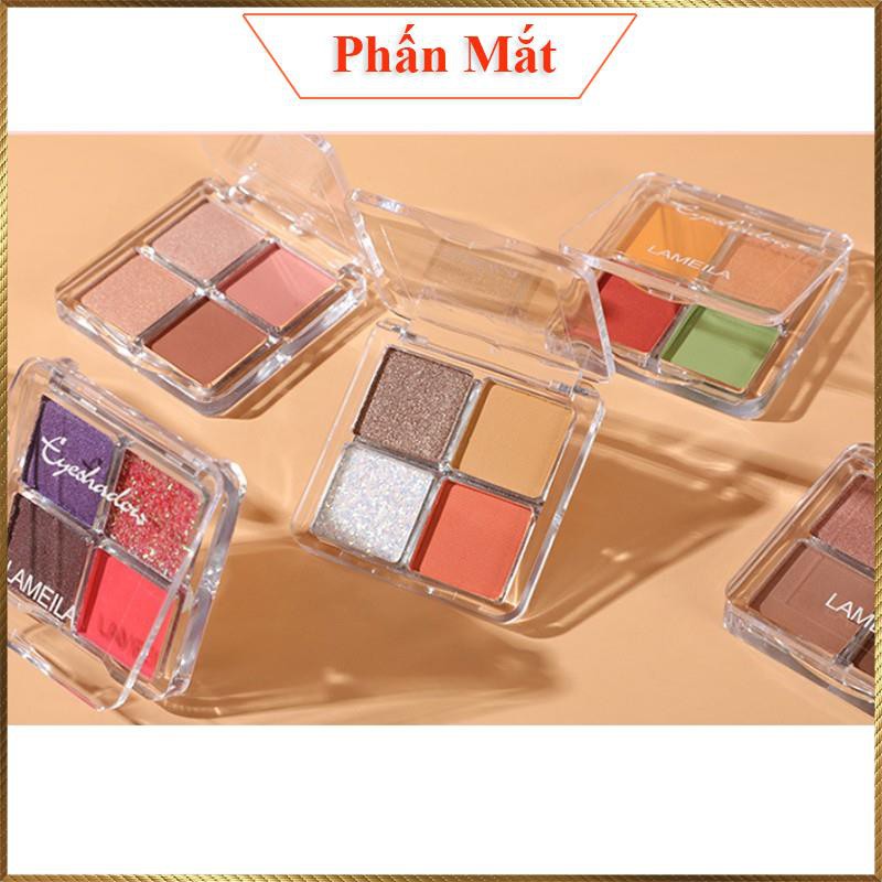 Phấn mắt 4 ô lameila chính hãng nội địa trung Eye Shadow nhũ lấp lánh LPM2