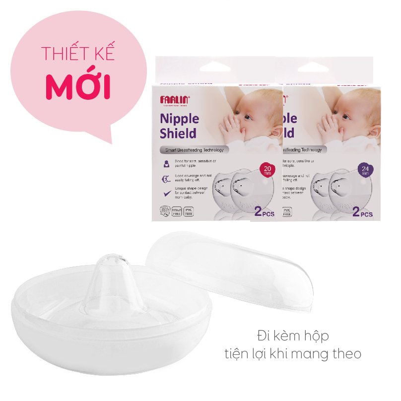 Trợ Ty / Miếng Bảo Vệ Đầu Ngực Cho Mẹ Farlin 100% Silicone ( Có Hộp Đựng , 2 Miếng )