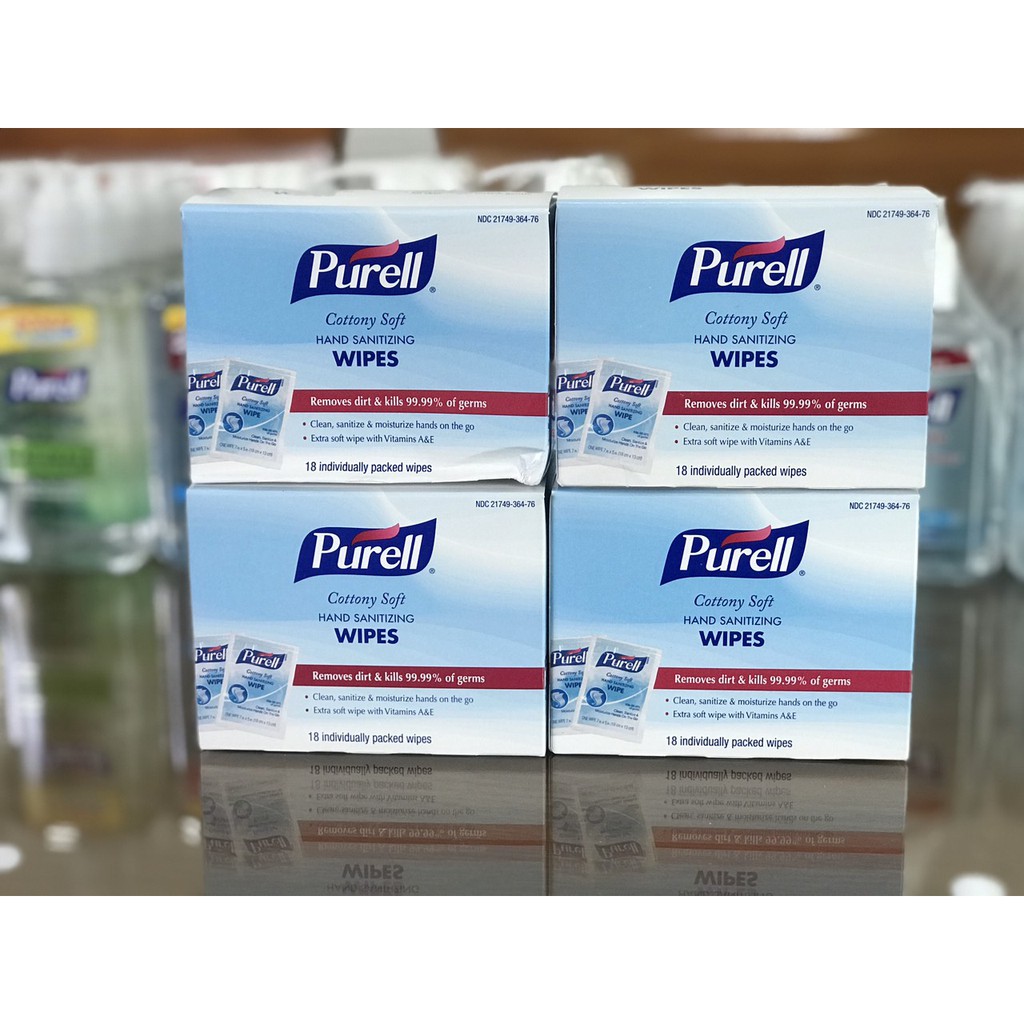 Khăn ướt sát khuẩn tay PURELL (1 HỘP 18 TỜ) VÀ 100 TỜ