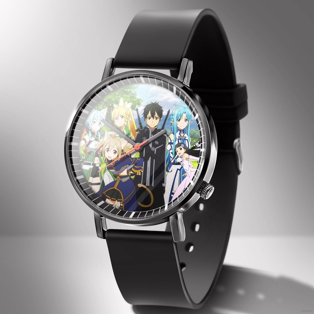 Đồng Hồ Đeo Tay Mặt Tròn Họa Tiết Anime Sword Art Online Thời Trang Dành Cho Nam Và Nữ