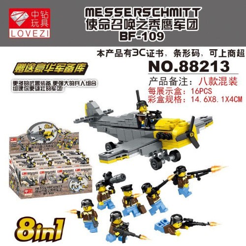 Mô hình lắp ráp Non Lego Lính Phòng Không Đức 88213 + máy bay 8box