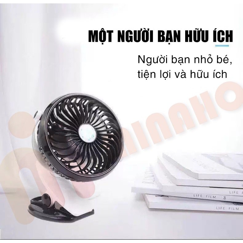 Quạt mini tích điện để bàn Minaho - Quạt mini xoay 720°