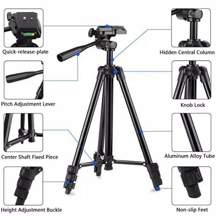 Giá đỡ điện thoại 3120 -kèm kẹp điện thoại 3 chân-Gậy livestream, quay tiktok ,quay video,chụp ảnh chống rung Educase.vn