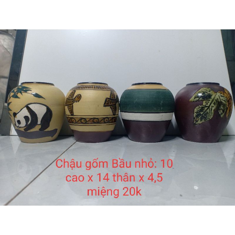Bình gốm cắm hoa tranh đông hồ nhỏ