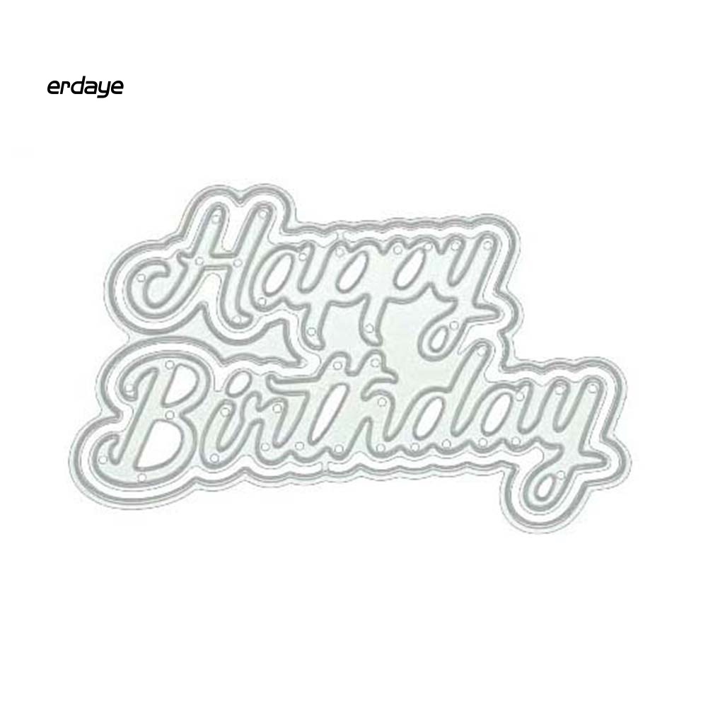 Khuôn Cắt Giấy Làm Từ Kim Loại Hình Chữ Happy Birthday Trang Trí Scrapbook
