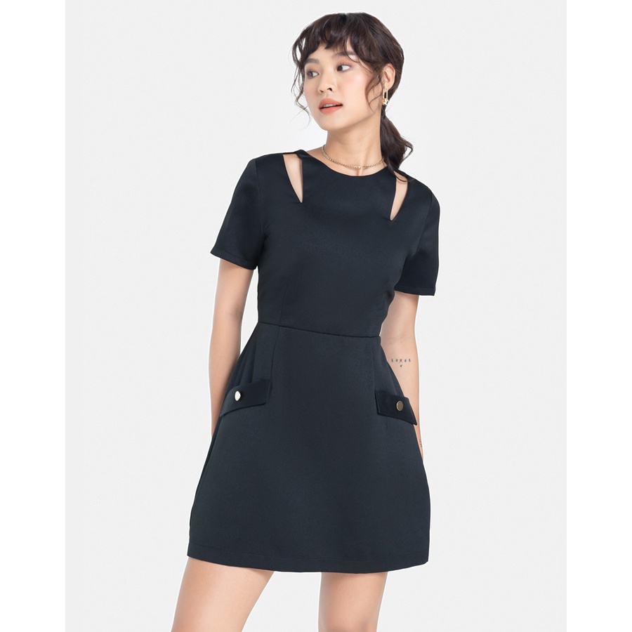 Đầm Mini Thời Trang Nữ JUNO Tay Ngắn Cut Out Vai JNDLU029