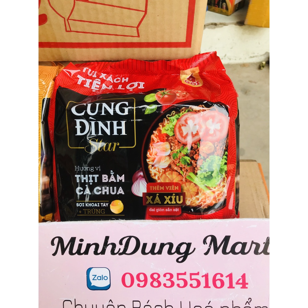 Bịch 4 gói Mì Cung Đình cao cấp thịt bằm cà chua/bò hầm cari 83g