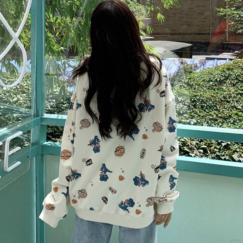 Áo Nỉ Dài Tay Cổ Tròn Form Rộng In Họa Tiết Hoạt Hình Phong Cách Hàn Quốc | BigBuy360 - bigbuy360.vn