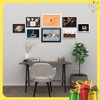 Bộ 8 khung ảnh treo tường kèm hình "Coffee" TTK127